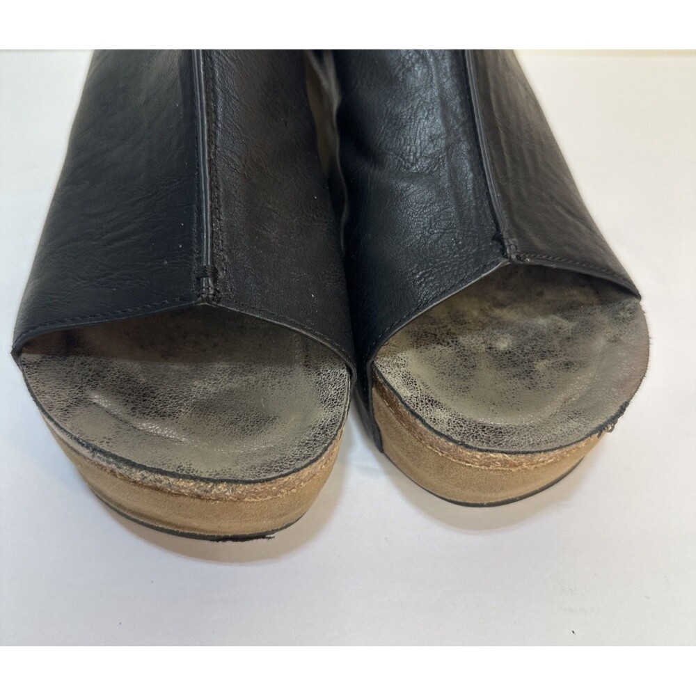 Pierre Dumas Women's Hester 14 Vegan Leather Black Platform Wedge 3.4” Heel 8.5M - Picture 7 of 8